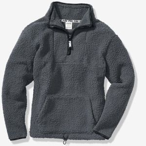 Vs PINK Grey Quarter Zip Sherpa